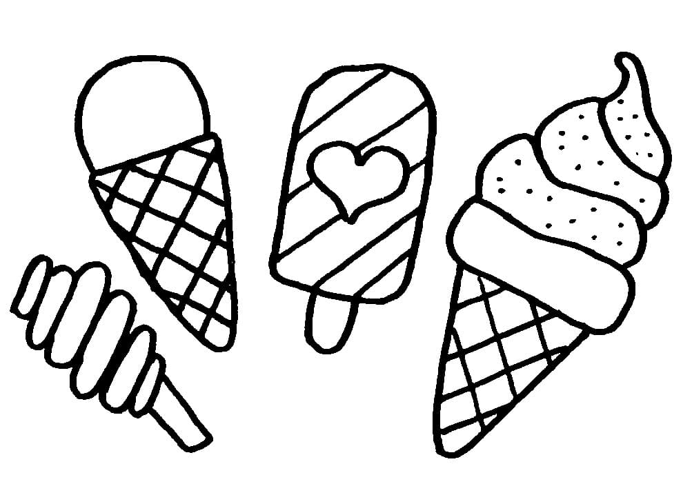 Dibujos de Helados para Colorear (90 Piezas). Imprimir gratis