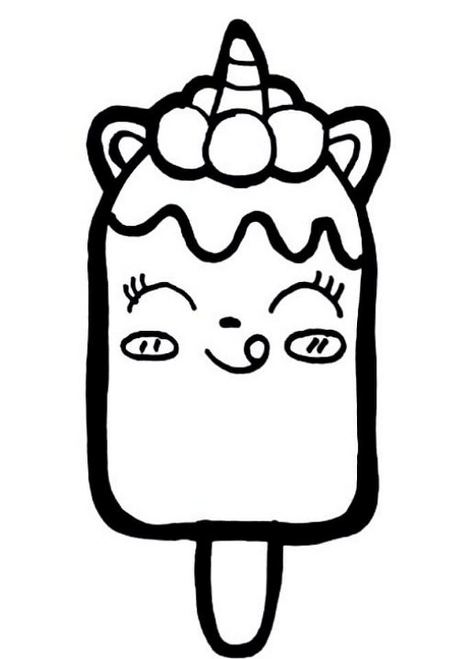 Desenho de Sorvete Kawaii de Cone para colorir