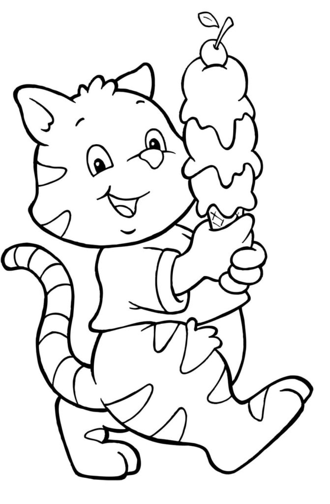 Gato sorvetinho para colorir - Imprimir Desenhos