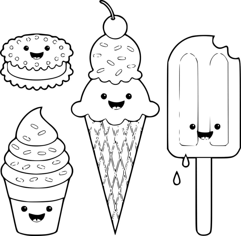 Dibujos de Helados para Colorear (90 Piezas). Imprimir gratis