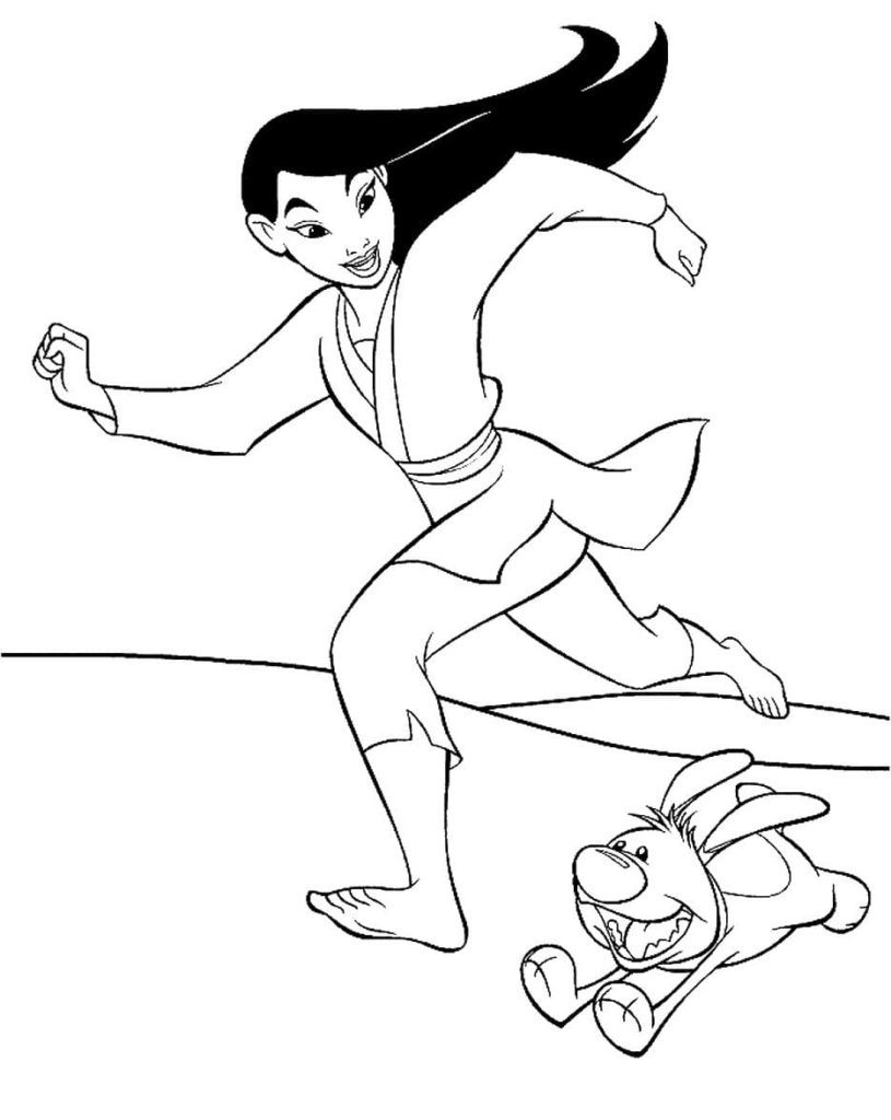 Disegni di Mulan da Colorare. Stampa Disney Principessa gratis