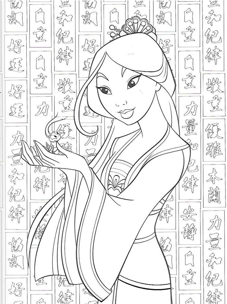 Coloriage Mulan. Imprimer Disney Princesse gratuitement