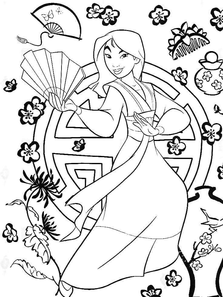 Dibujos de Mulán para colorear. Imprime Disney Princesa gratis