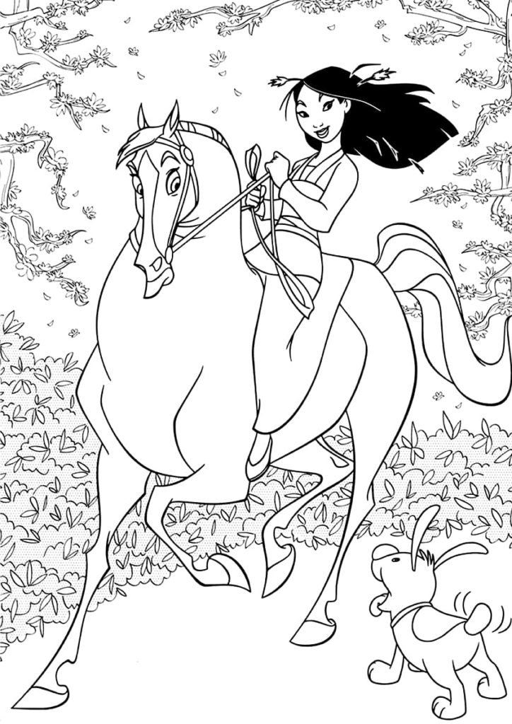 Dibujos de Mulán para colorear. Imprime Disney Princesa gratis