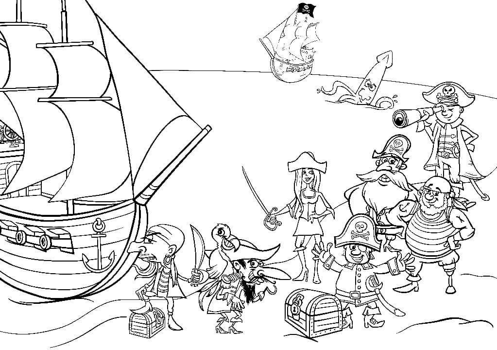 Desenhos de Piratas para colorir (100 Peças). Imprimir gratuitamente