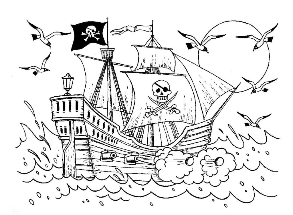 Ausmalbilder Piraten (100 Stück). Kostenlos drucken