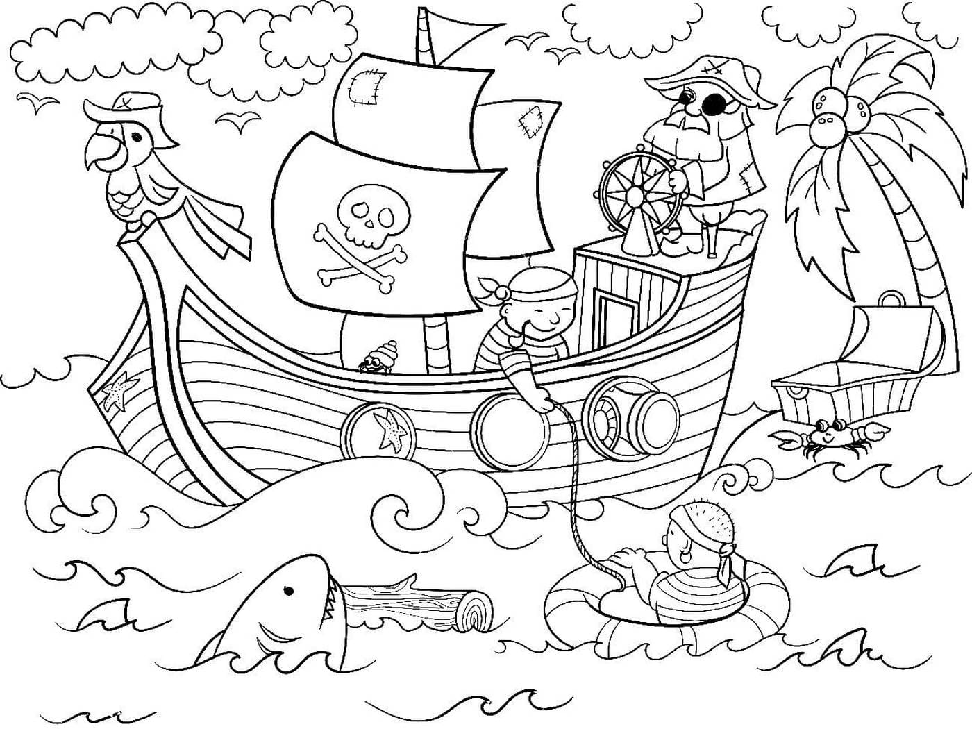 Pirate Schatzkarte Piraten Krokodil Tesoro Coloring Kindergeburtstag