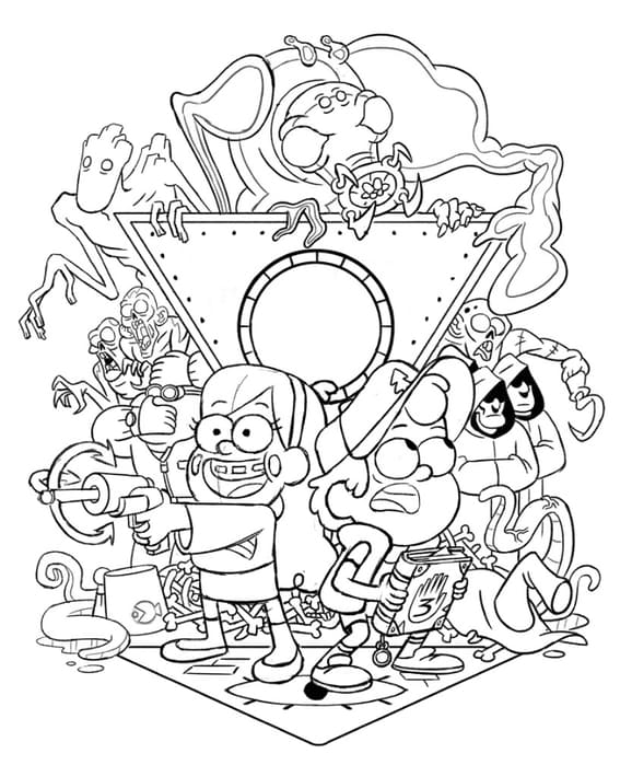  Dibujos para colorear de Gravity Falls (Piezas).  Imprime gratis