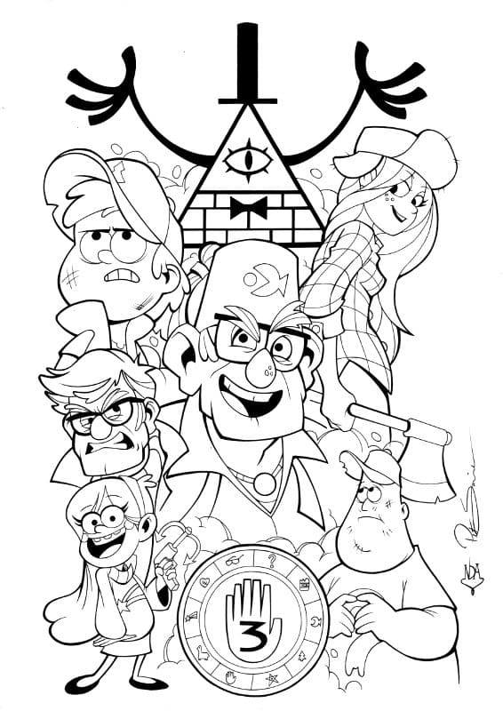  Dibujos para colorear de Gravity Falls (Piezas).  Imprime gratis