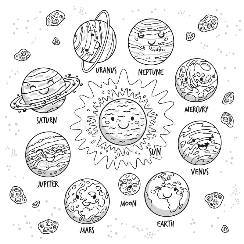 Coloriage Planètes (100 Pièces). Imprimer pour les enfants