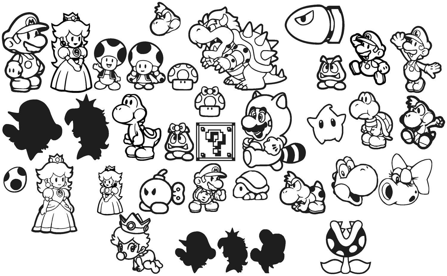 Dibujos Para Colorear De Todos Los Personajes De Mario Bros Para