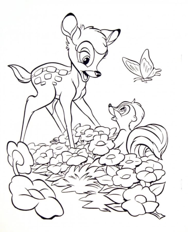Ausmalbilder Bambi. Kostenlose Malvorlagen für Kinder
