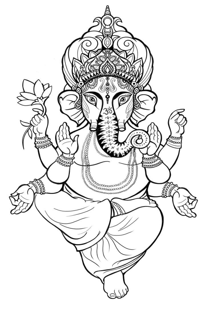 Ganesha Coloring Pages. Print for Free | WONDER DAY