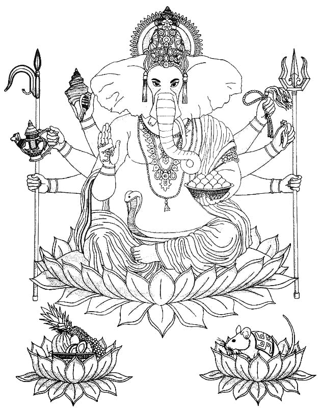 Ganesha Coloring Pages. Print for Free | WONDER DAY