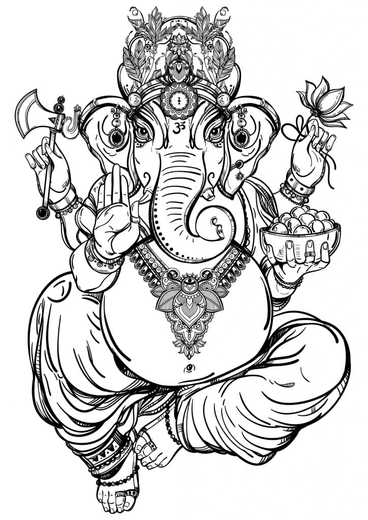 Ganesha Coloring Pages. Print for Free | WONDER DAY