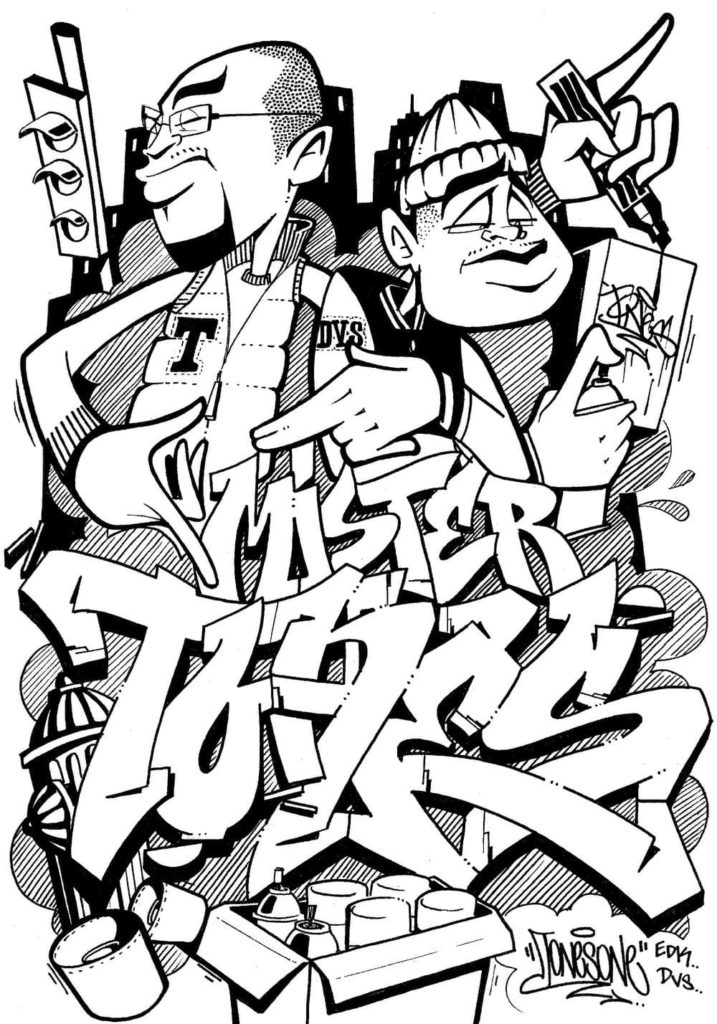 80 Desenhos de Graffiti para Colorir