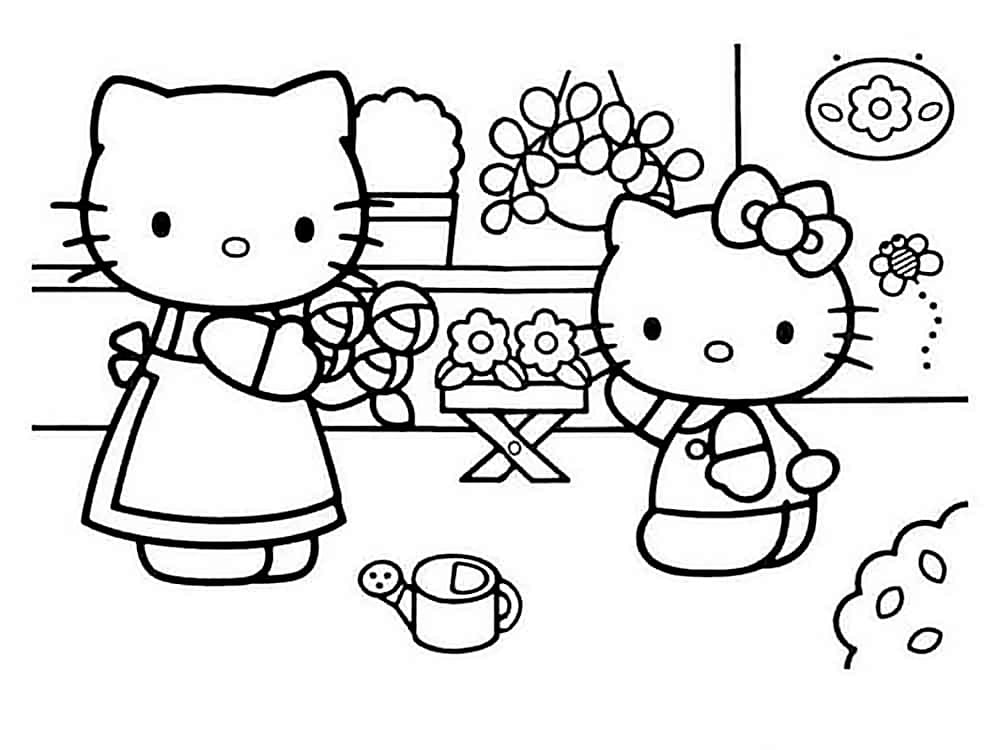 Desenho para pintar da Hello Kitty no seu quarto 