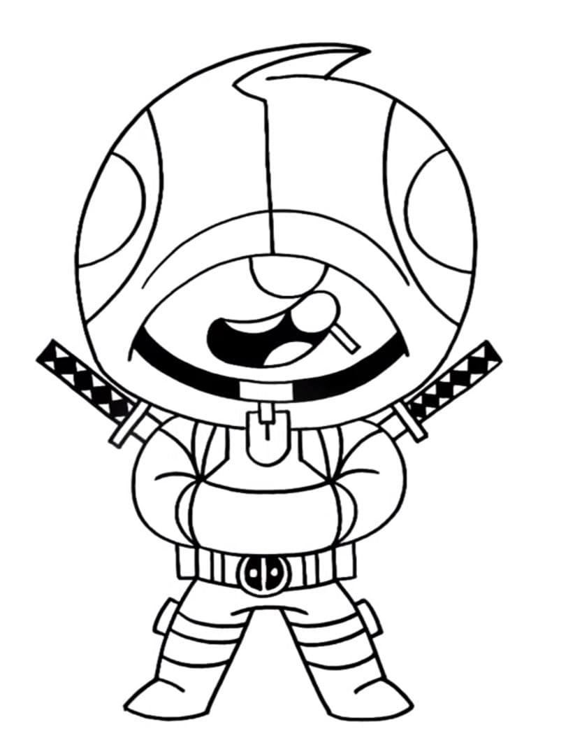Leon dino Braw Stars desenho, desenhar e colorir.