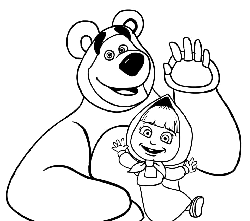 masha and the bear coloring pages printable