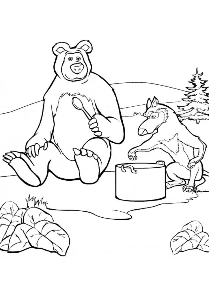 Раскраски Маша и Медведь. 100 Лучших раскрасок для печати