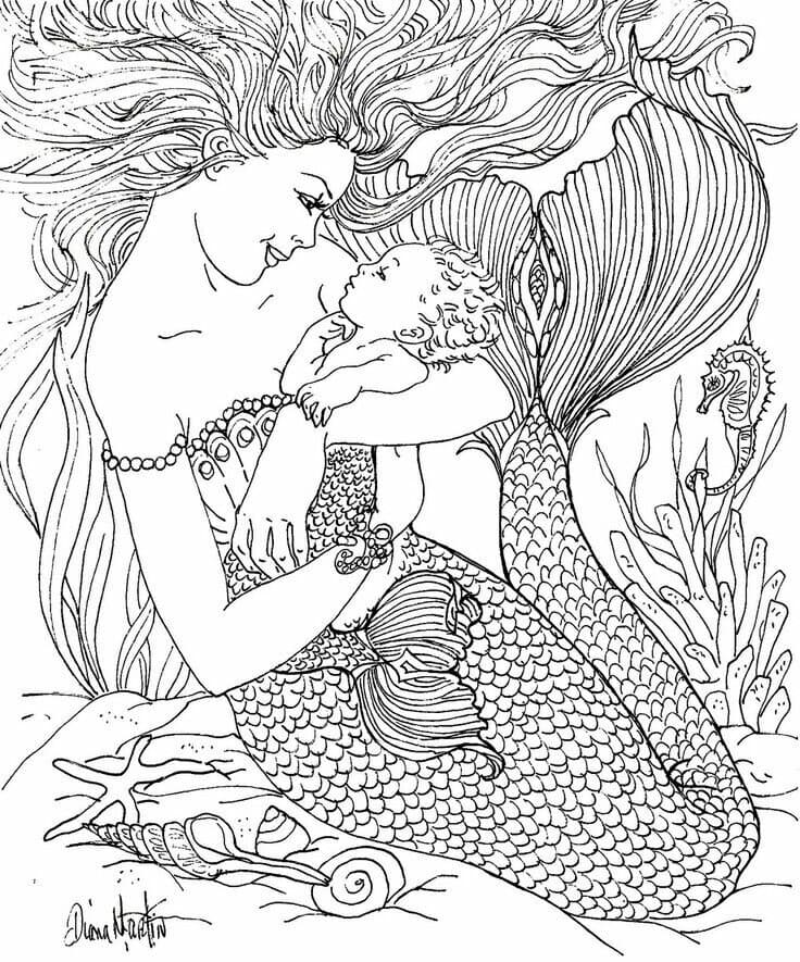 Mermaid Coloring Pages. 