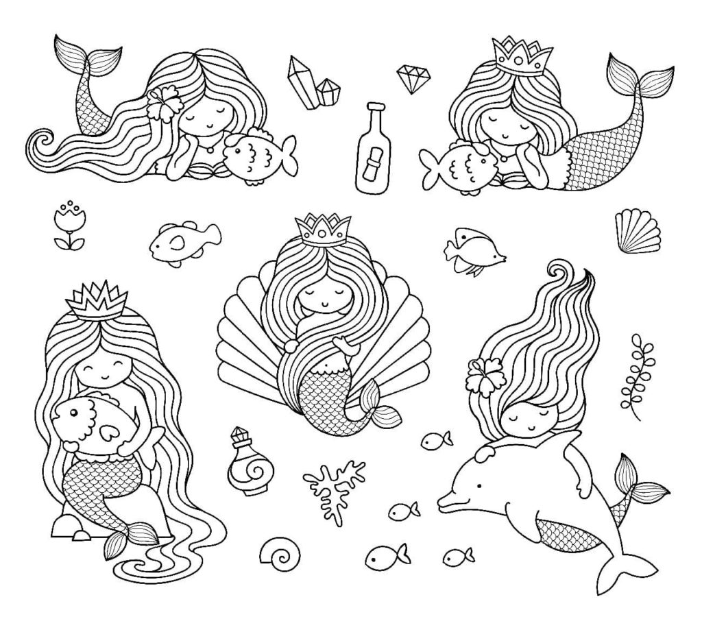 Mermaid Coloring Pages. 120 Images to Print