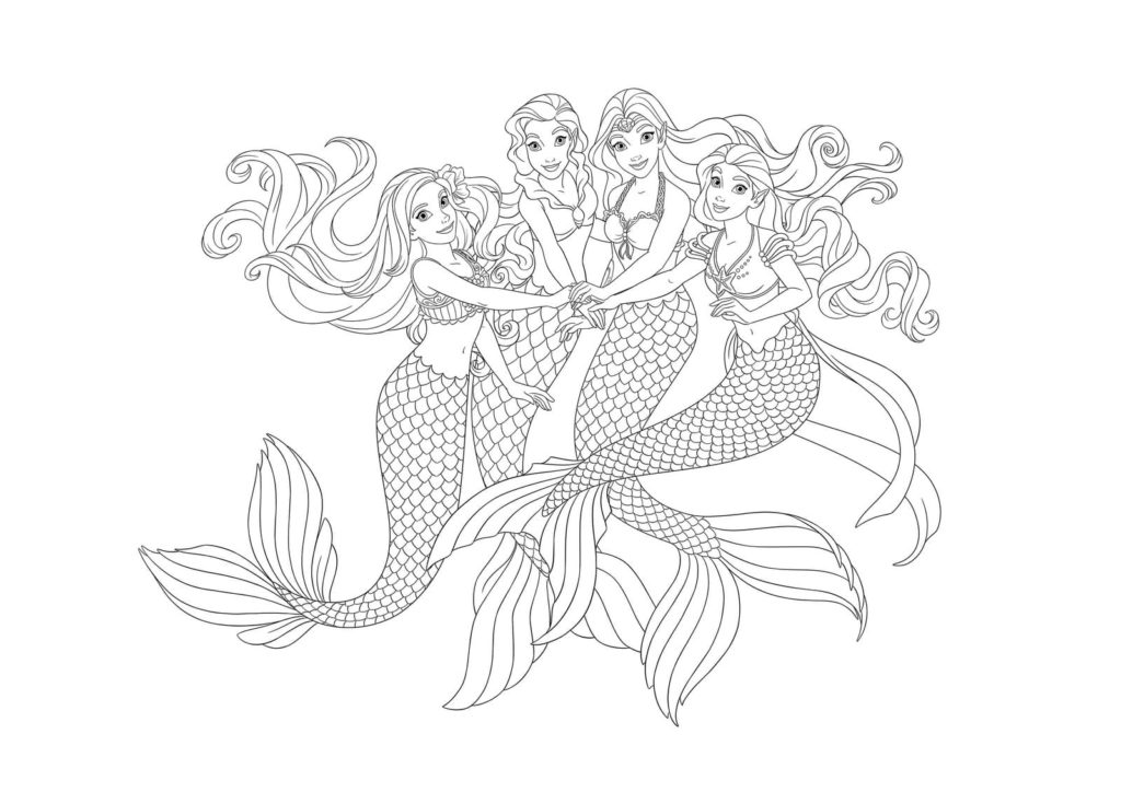 coloring pages of h2o mermaids