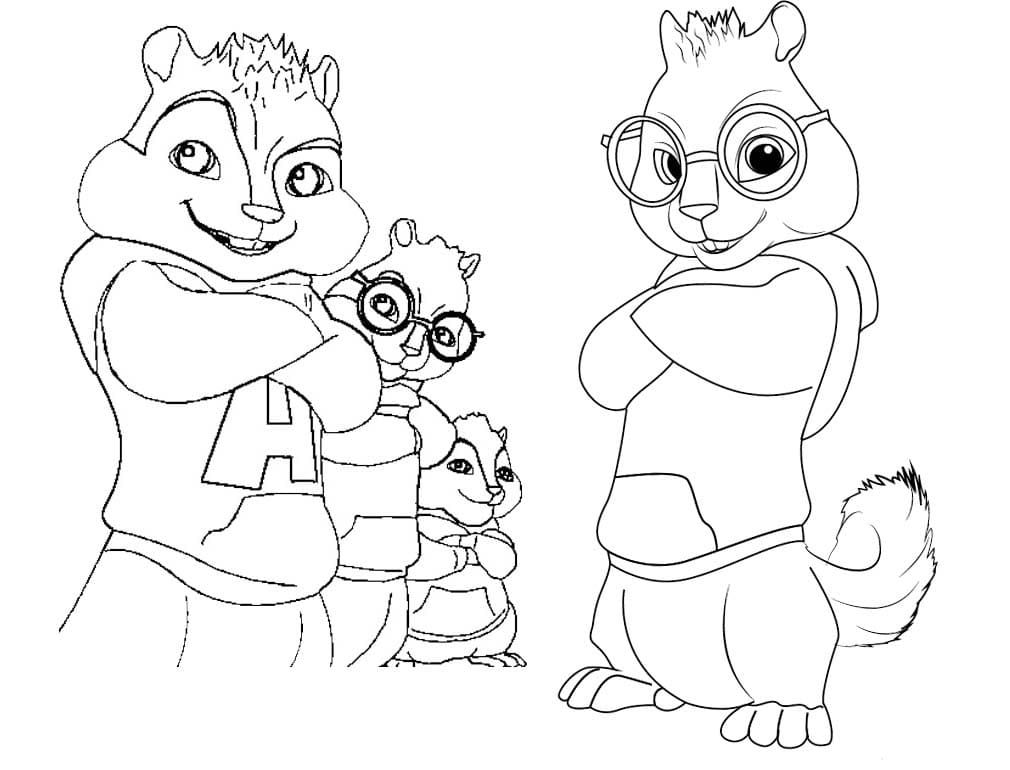 Coloriage Alvin et les Chipmunks. Imprimer au format A4
