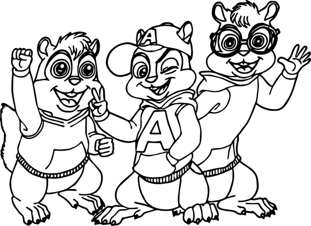 Dibujos de Alvin y las ardillas para colorear. Imprimir en A4