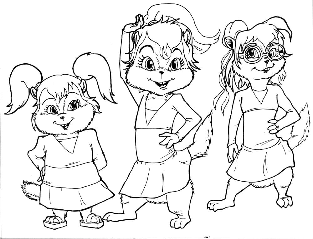 Desenhos de Alvin e Os Esquilos para Imprimir e Colorir