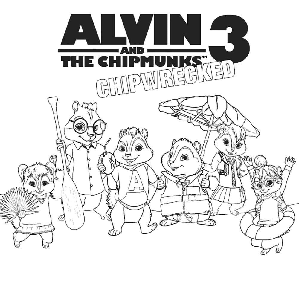 Coloriage Alvin et les Chipmunks. Imprimer au format A4