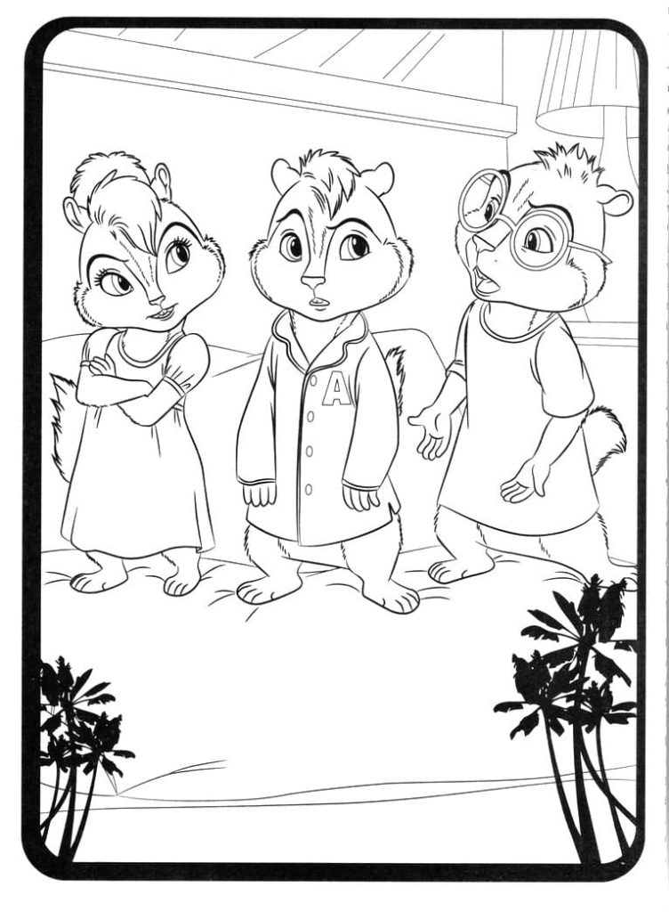 Alvin and the Chipmunks coloring pages. Print in A4