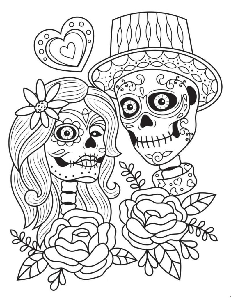 Dibujos de El Día de Muertos para Colorear. Gran colección 2020