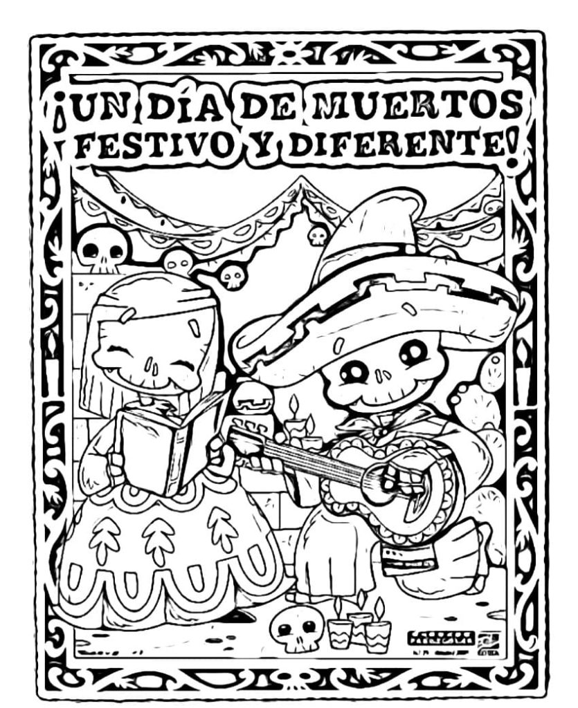 Dia De Los Muertos Coloring Pages. 100 Free Images
