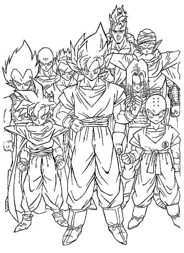 Desenho para colorir de Dragonball Visual Novel em preto e branco