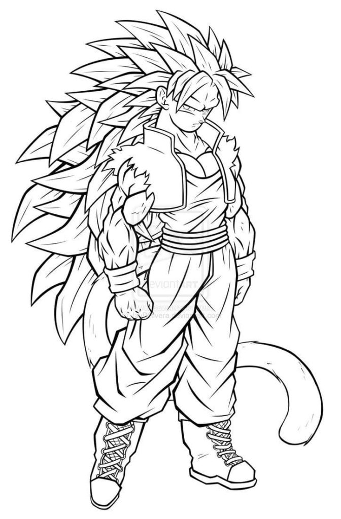 Songoku Super Saiyajin - 3 - Dragon Ball Kids Coloring Pages