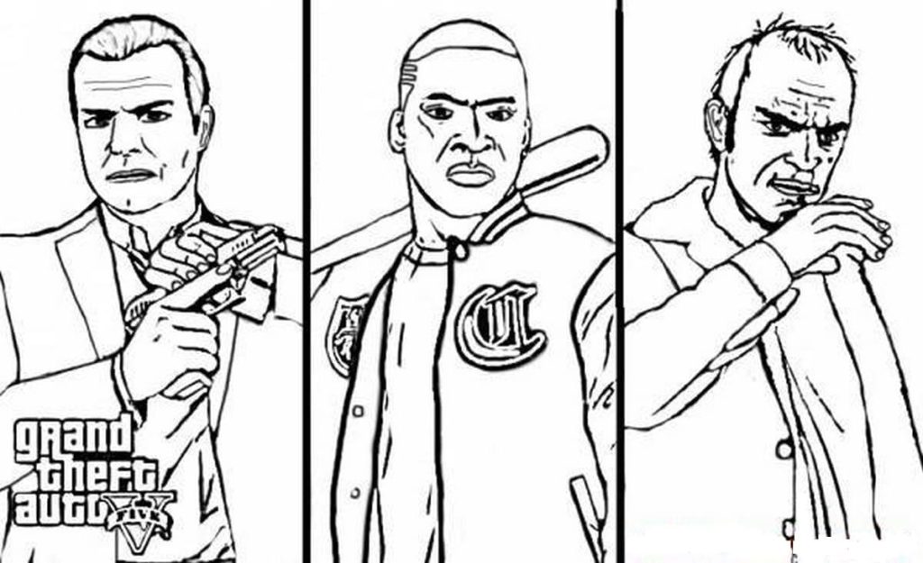 Desenhos do GTA para colorir. 100 Desenhos para imprimir