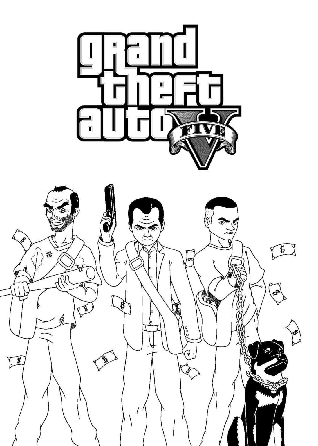 Desenhos do GTA para colorir. 100 Desenhos para imprimir