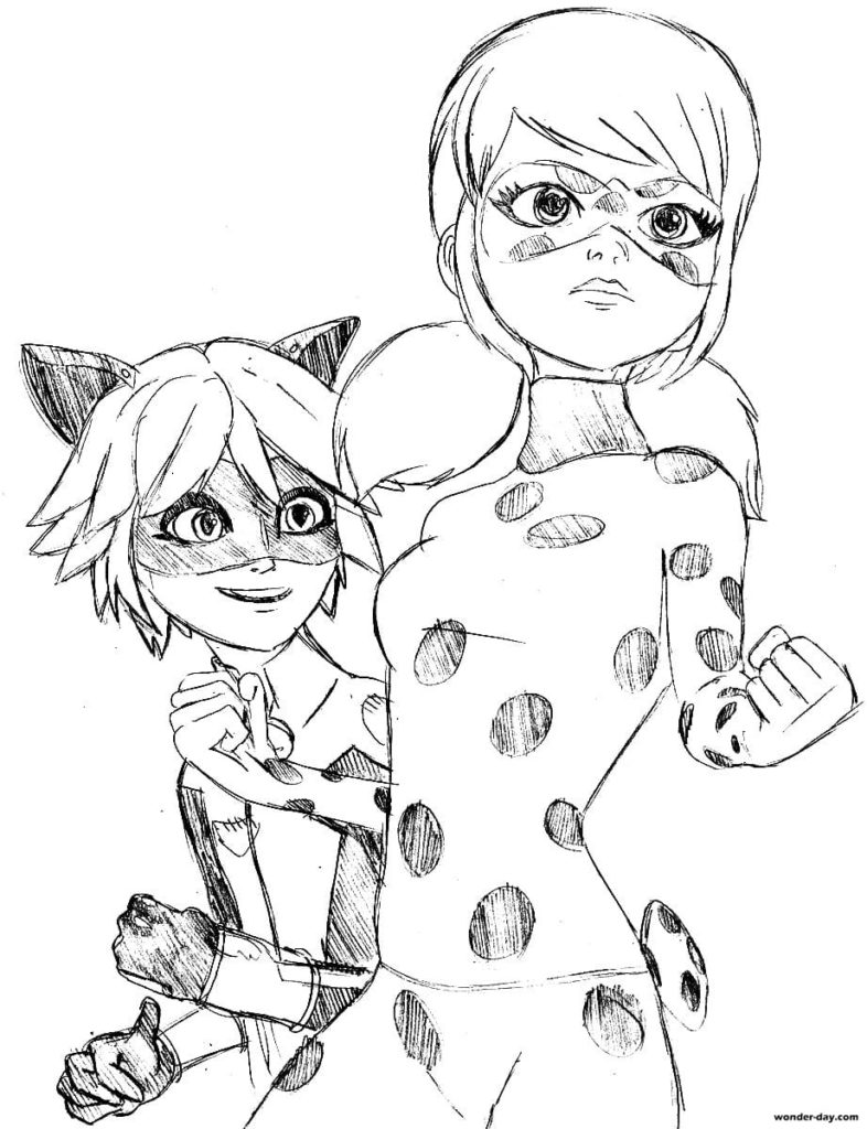 Dibujos para colorear de Ladybug y Cat Noir. La mejor colección