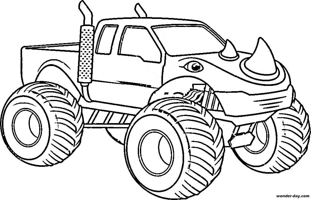 Monster Truck coloring pages. Printable For Kids | WONDER DAY