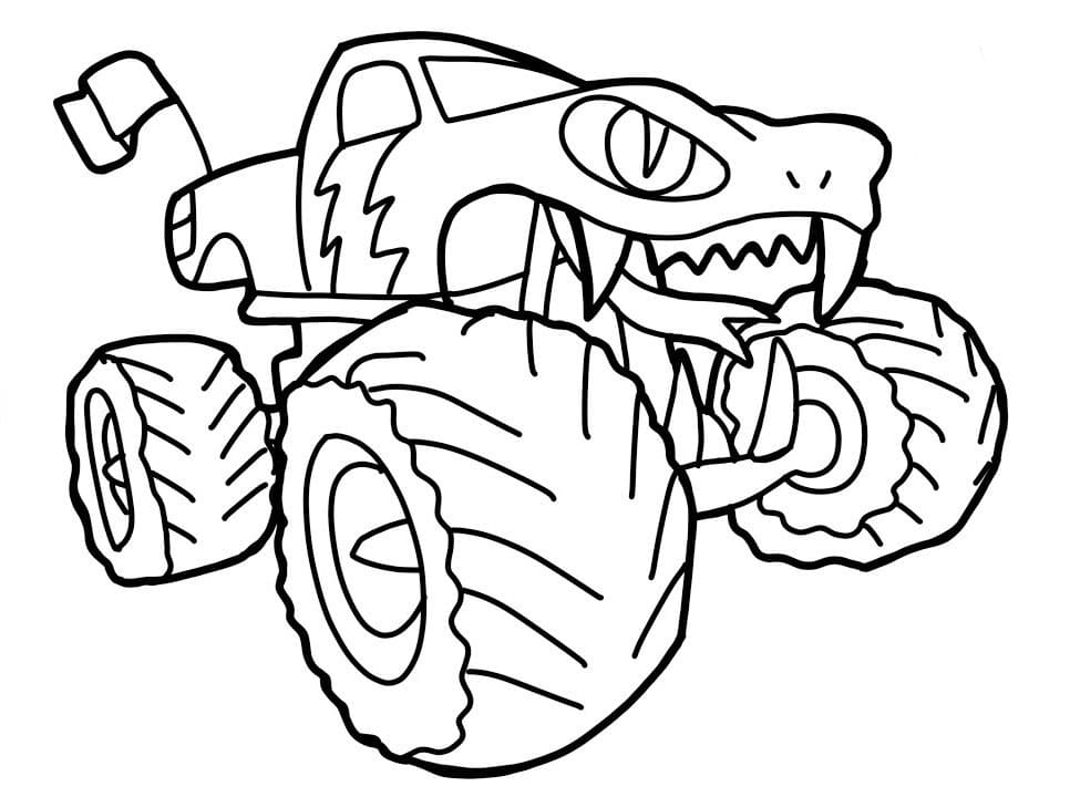 Monster Truck Ausmalbilder. Kostenlose Malvorlagen für Kinder