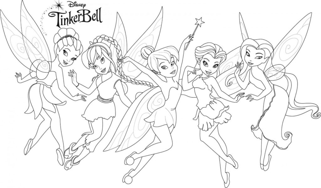 Ausmalbilder Tinkerbell. Disney Feen für Mädchen