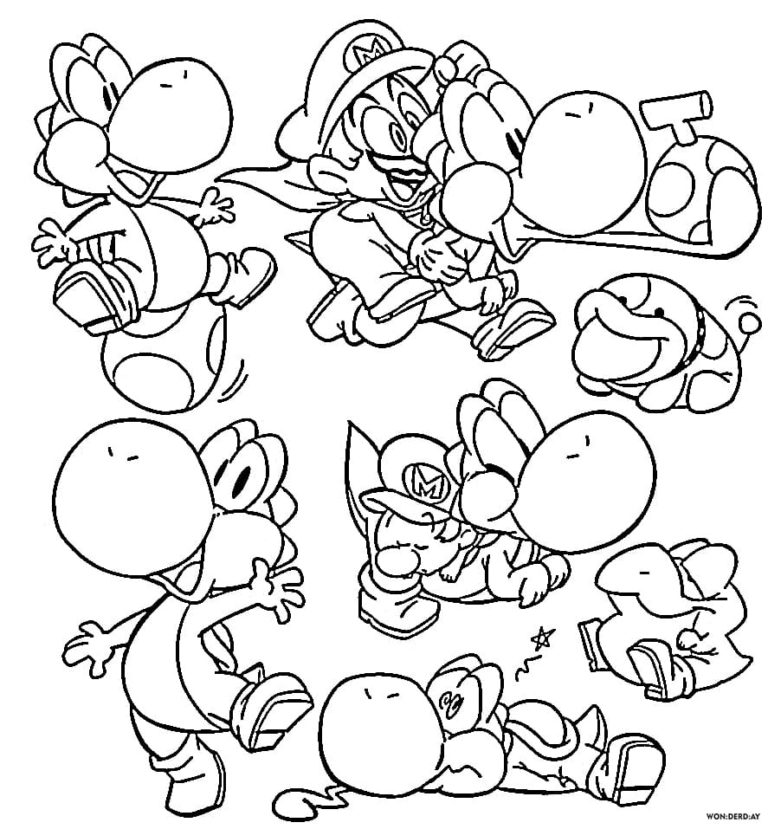 Coloriages Yoshi. Imprimer Dinosaure de Mario  WONDER DAY — Coloriages