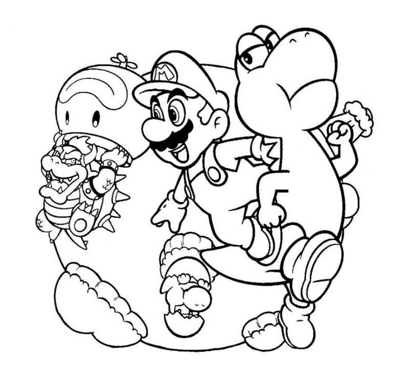 Coloriages Yoshi. Imprimer Dinosaure de Mario