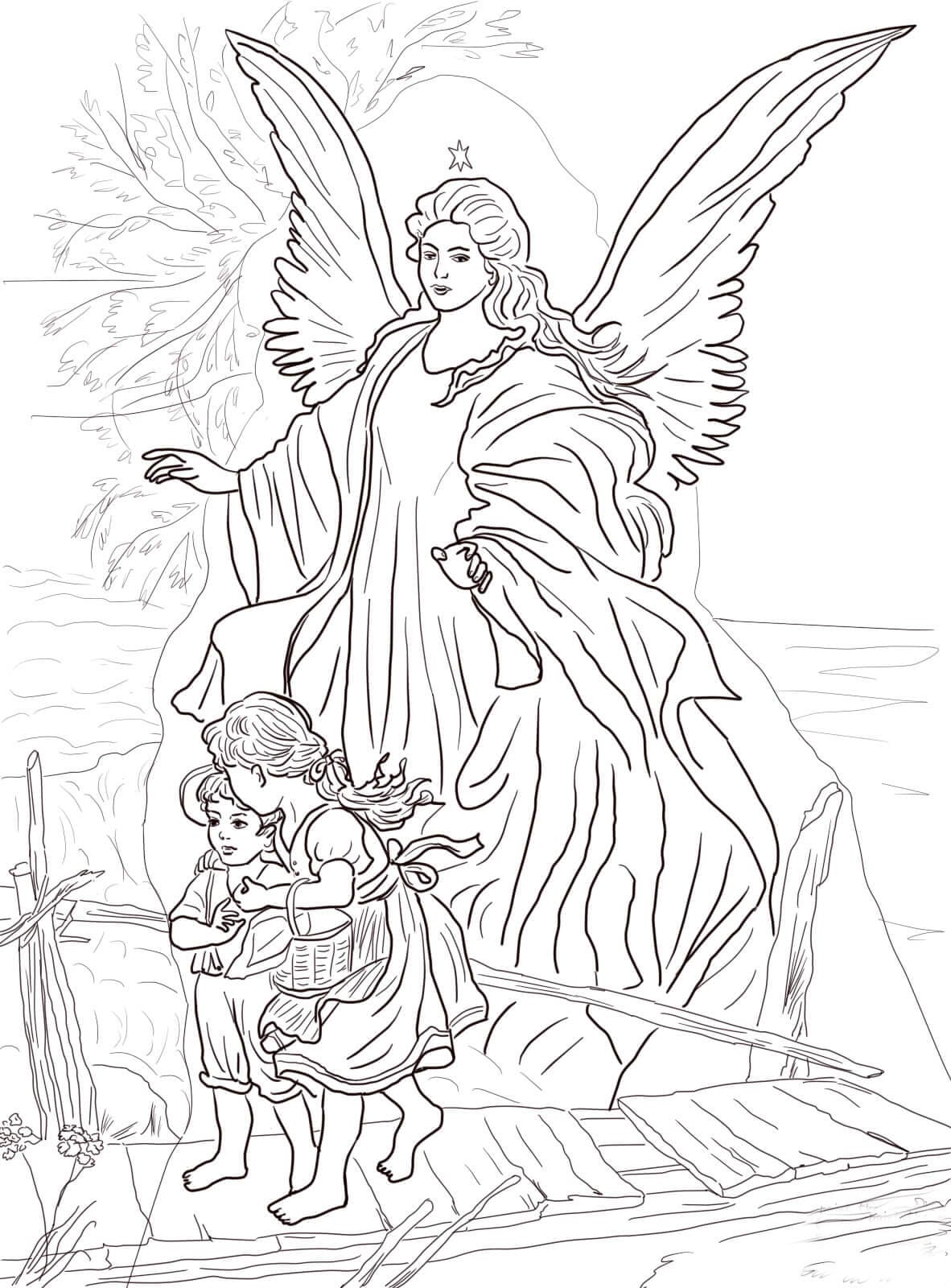 Free Printable Guardian Angel Coloring Pages