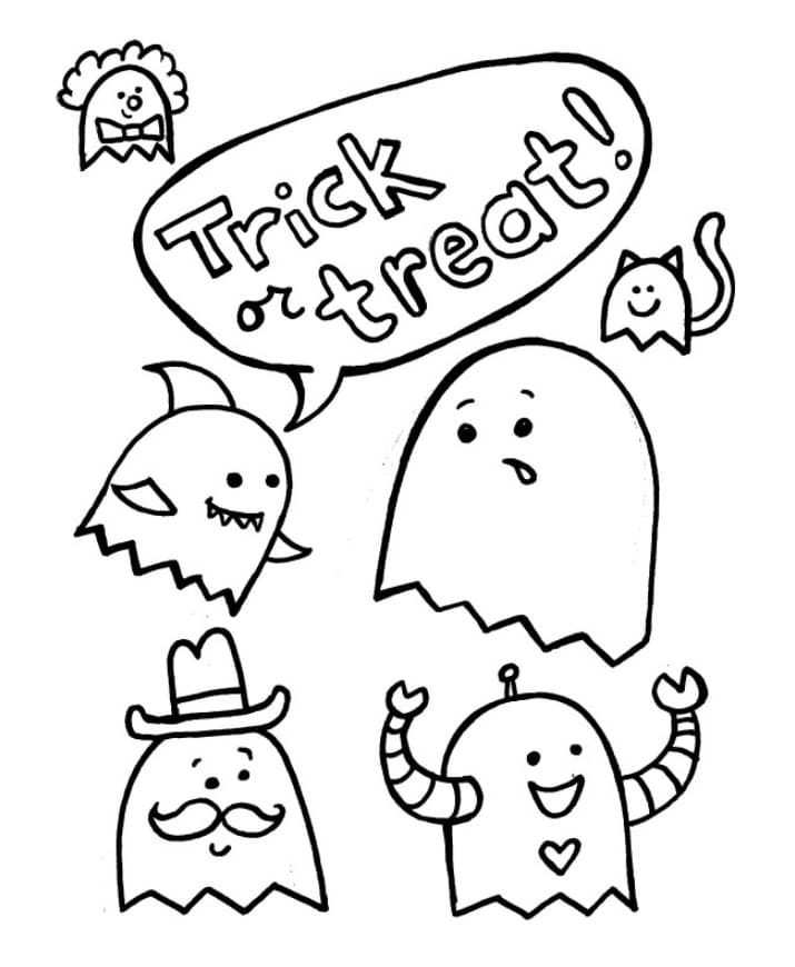 Trick or Treat Coloring Pages. Free Printables