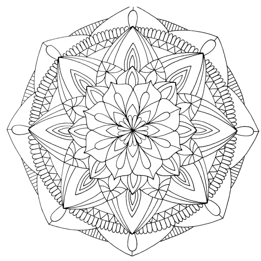 Desenho de Mandala de arte visual para colorir , imprimir o baixar. Pinta  on-line com um jogo de colorir…