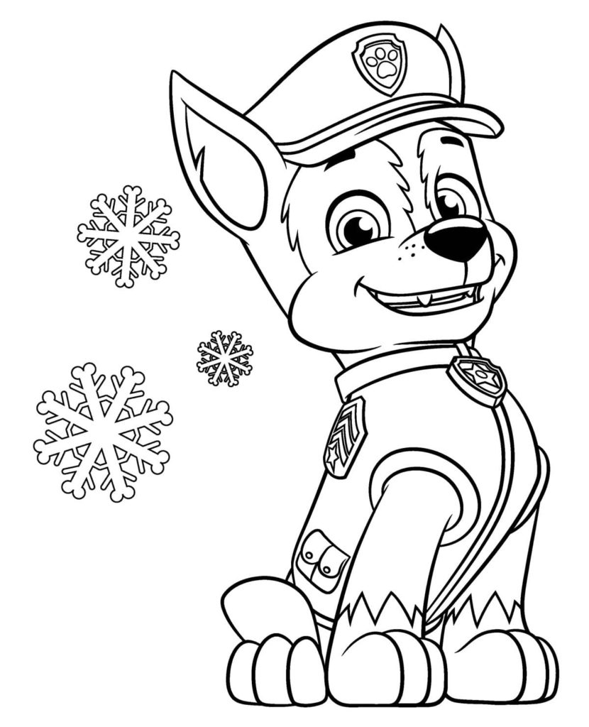 Desenhos de Natal da Patrulha Canina para colorir. Imprimir A4