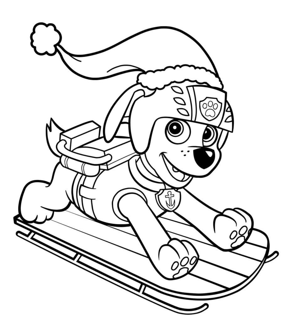 Dibujos para Colorear de la Patrulla Canina en Navidad