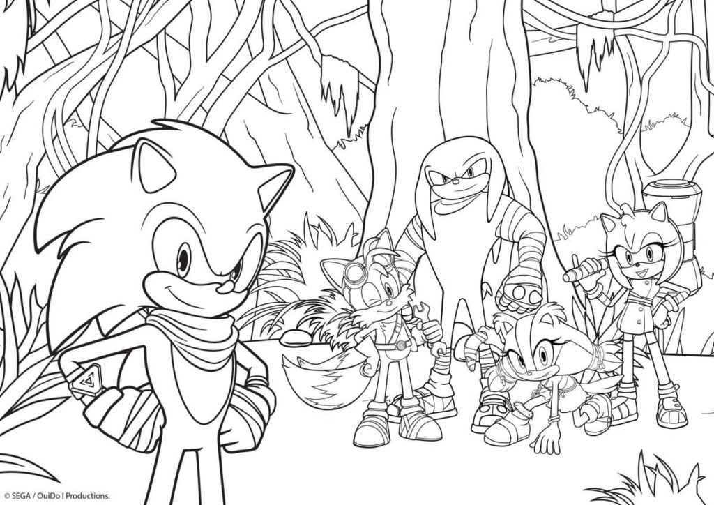 Dibujo de Sonic y sus amigos para colorear
